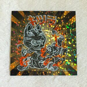 5/$25 Retro Black Kitsune Holo Seal Sticker